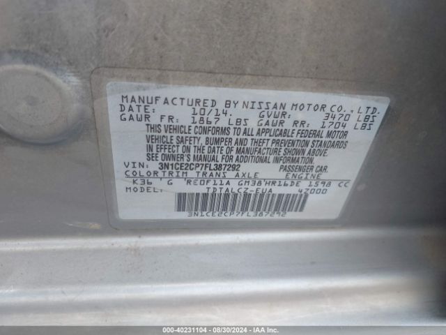 Photo 8 VIN: 3N1CE2CP7FL387292 - NISSAN VERSA NOTE 