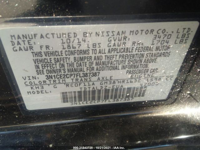 Photo 8 VIN: 3N1CE2CP7FL387387 - NISSAN VERSA NOTE 