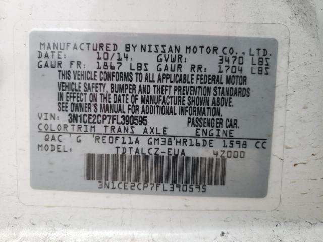 Photo 9 VIN: 3N1CE2CP7FL390595 - NISSAN VERSA NOTE 