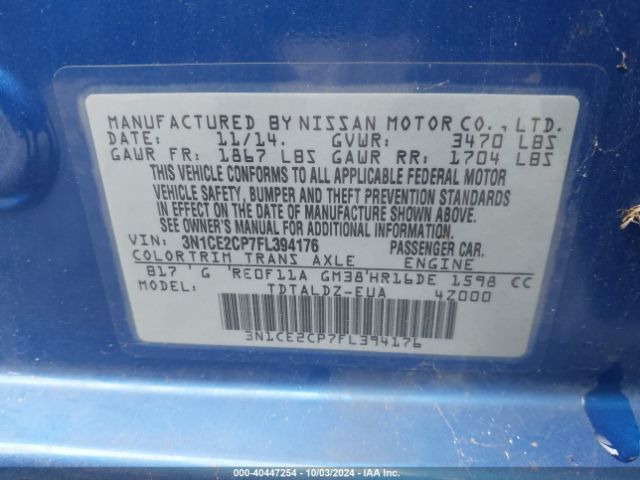 Photo 8 VIN: 3N1CE2CP7FL394176 - NISSAN VERSA NOTE 