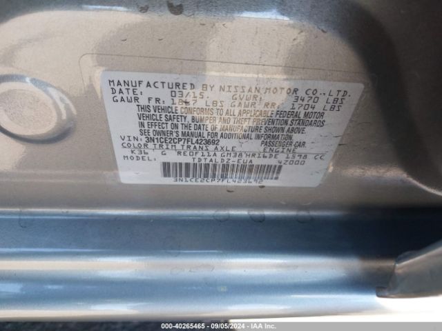 Photo 8 VIN: 3N1CE2CP7FL423692 - NISSAN VERSA NOTE 