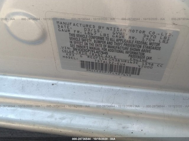 Photo 8 VIN: 3N1CE2CP7FL427645 - NISSAN VERSA NOTE 