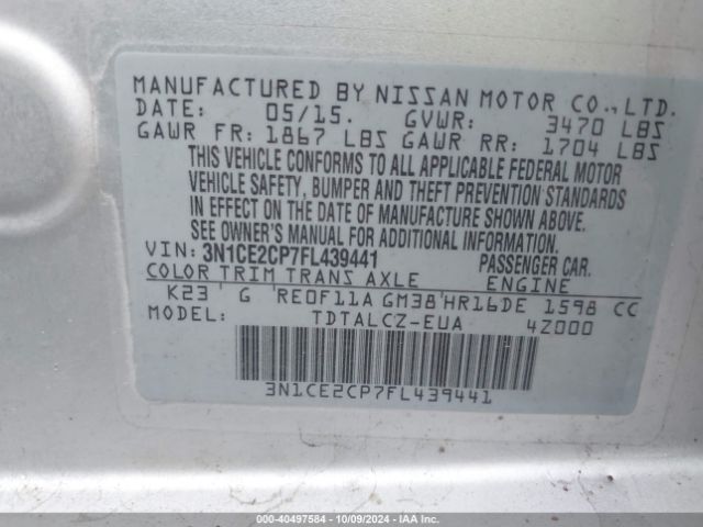 Photo 8 VIN: 3N1CE2CP7FL439441 - NISSAN VERSA NOTE 