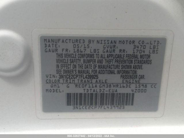 Photo 8 VIN: 3N1CE2CP7FL439925 - NISSAN VERSA NOTE 