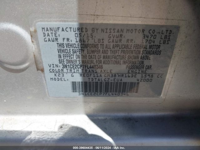 Photo 8 VIN: 3N1CE2CP7FL440346 - NISSAN VERSA NOTE 