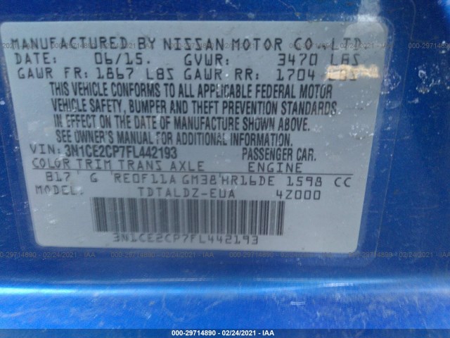 Photo 8 VIN: 3N1CE2CP7FL442193 - NISSAN VERSA NOTE 