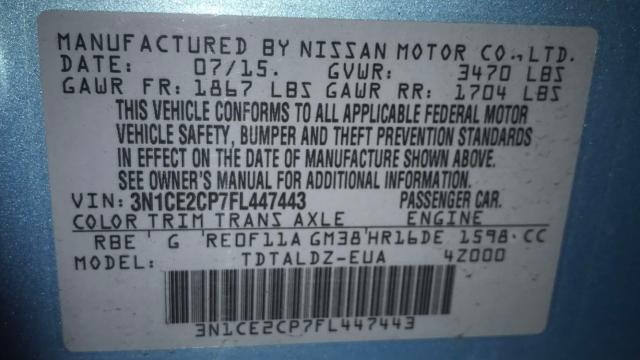 Photo 9 VIN: 3N1CE2CP7FL447443 - NISSAN VERSA NOTE 