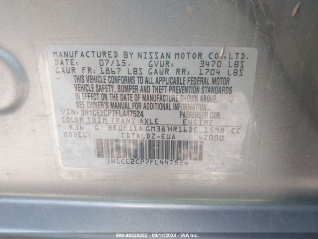 Photo 8 VIN: 3N1CE2CP7FL447524 - NISSAN VERSA NOTE 