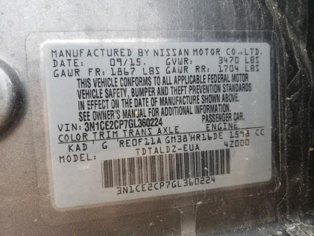 Photo 9 VIN: 3N1CE2CP7GL360224 - NISSAN VERSA NOTE 