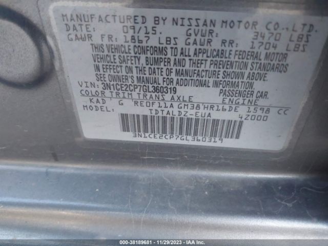 Photo 8 VIN: 3N1CE2CP7GL360319 - NISSAN VERSA NOTE 