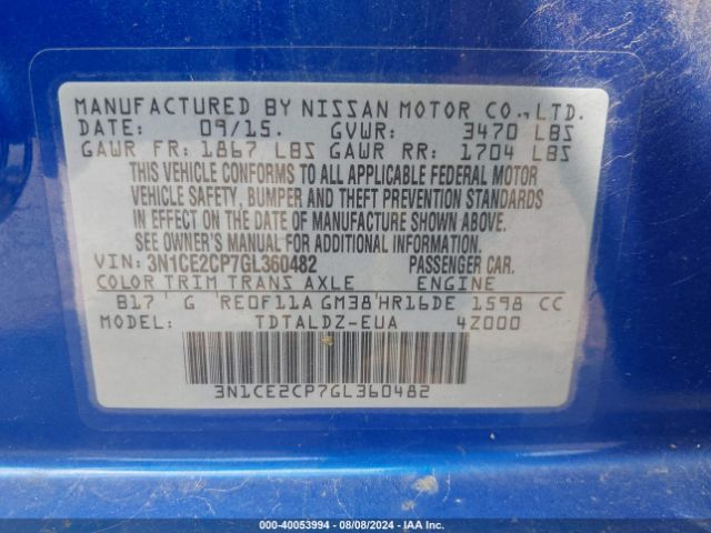 Photo 8 VIN: 3N1CE2CP7GL360482 - NISSAN VERSA NOTE 