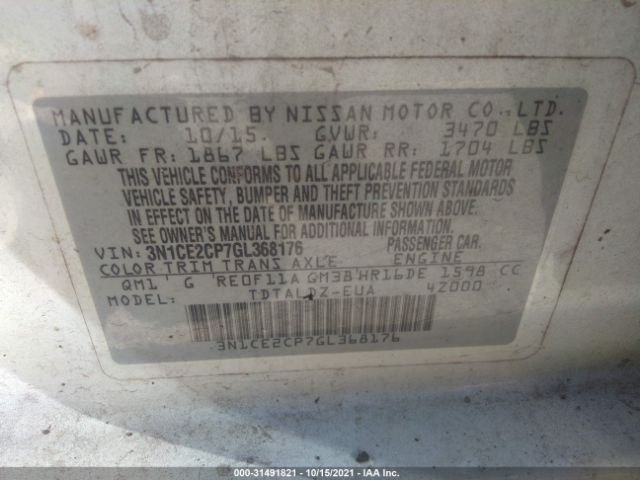 Photo 8 VIN: 3N1CE2CP7GL368176 - NISSAN VERSA NOTE 