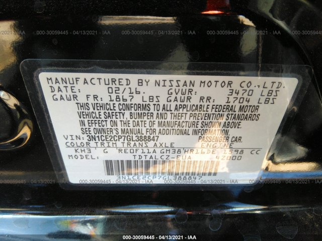 Photo 8 VIN: 3N1CE2CP7GL388847 - NISSAN VERSA NOTE 