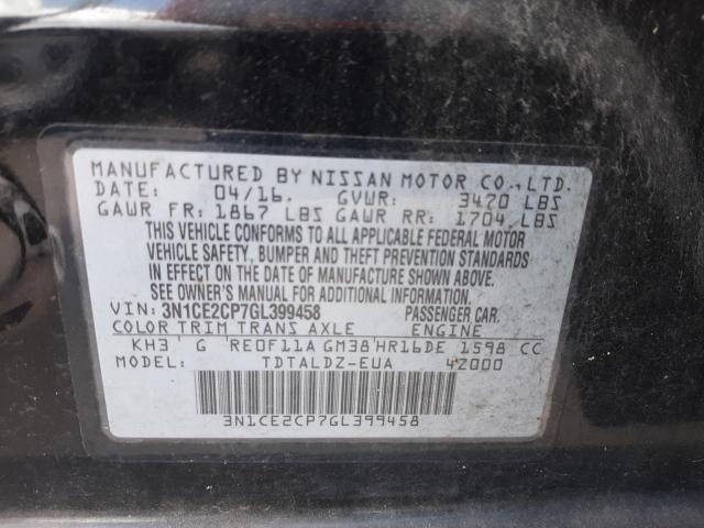 Photo 9 VIN: 3N1CE2CP7GL399458 - NISSAN VERSA NOTE 