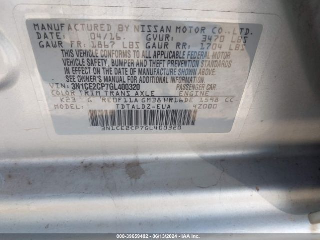 Photo 8 VIN: 3N1CE2CP7GL400320 - NISSAN VERSA NOTE 