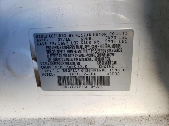 Photo 11 VIN: 3N1CE2CP7GL409728 - NISSAN VERSA 