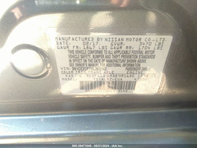 Photo 8 VIN: 3N1CE2CP7HL363142 - NISSAN VERSA NOTE 