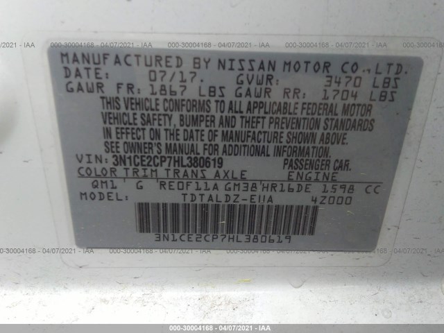 Photo 8 VIN: 3N1CE2CP7HL380619 - NISSAN VERSA NOTE 