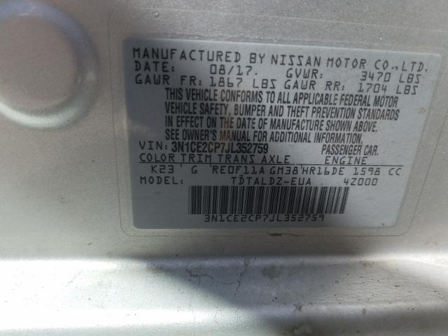 Photo 9 VIN: 3N1CE2CP7JL352759 - NISSAN VERSA NOTE 