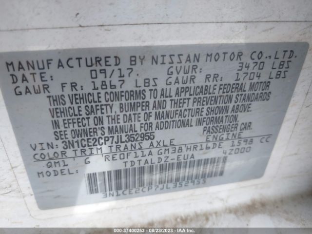 Photo 8 VIN: 3N1CE2CP7JL352955 - NISSAN VERSA NOTE 