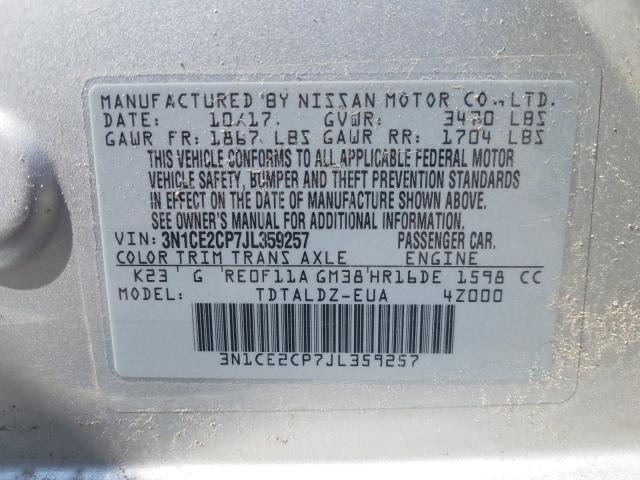 Photo 9 VIN: 3N1CE2CP7JL359257 - NISSAN VERSA NOTE 