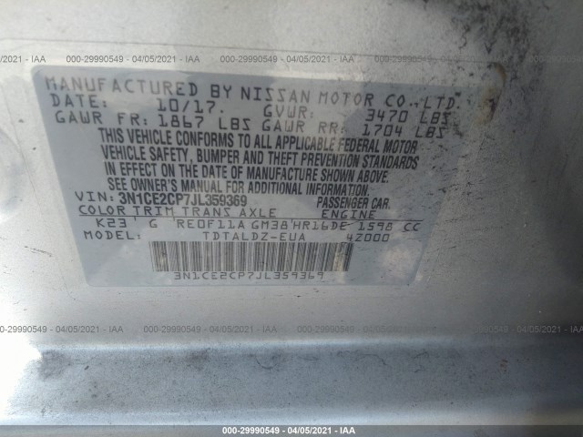 Photo 8 VIN: 3N1CE2CP7JL359369 - NISSAN VERSA NOTE 