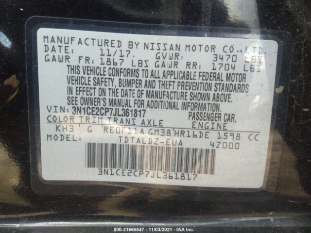 Photo 8 VIN: 3N1CE2CP7JL361817 - NISSAN VERSA NOTE 