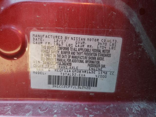 Photo 9 VIN: 3N1CE2CP7JL362420 - NISSAN VERSA NOTE 