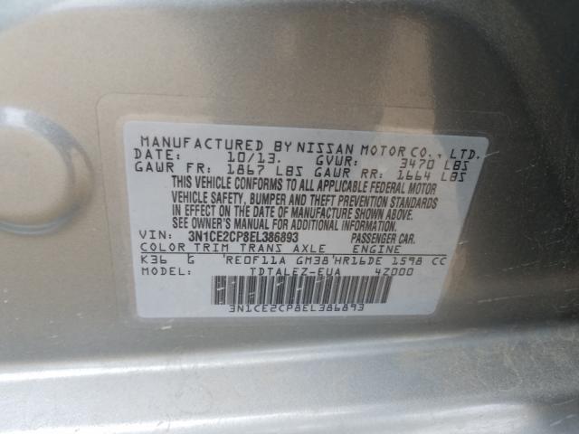 Photo 9 VIN: 3N1CE2CP8EL386893 - NISSAN VERSA NOTE 