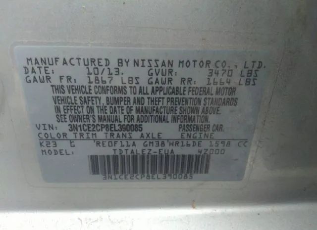 Photo 8 VIN: 3N1CE2CP8EL390085 - NISSAN VERSA NOTE 