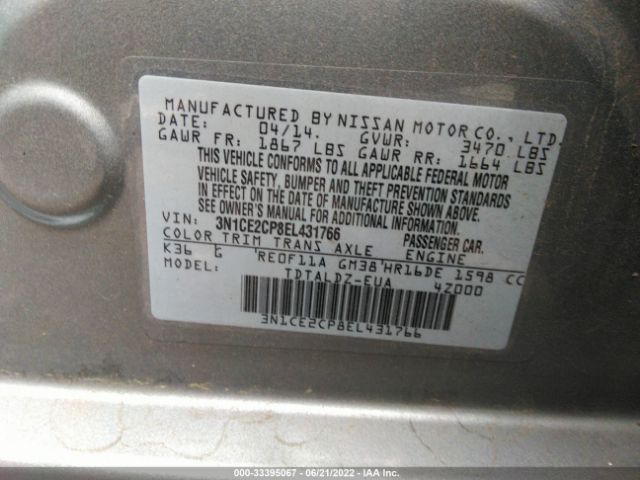 Photo 8 VIN: 3N1CE2CP8EL431766 - NISSAN VERSA NOTE 