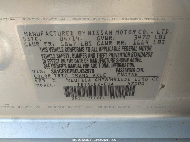 Photo 8 VIN: 3N1CE2CP8EL432979 - NISSAN VERSA NOTE 