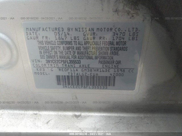 Photo 8 VIN: 3N1CE2CP8FL355533 - NISSAN VERSA NOTE 