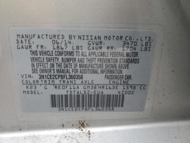 Photo 12 VIN: 3N1CE2CP8FL360358 - NISSAN VERSA 