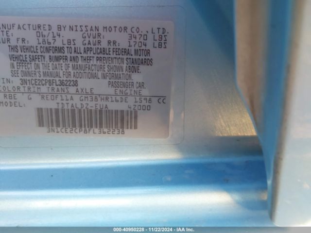 Photo 8 VIN: 3N1CE2CP8FL362238 - NISSAN VERSA NOTE 