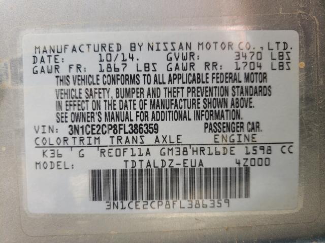 Photo 9 VIN: 3N1CE2CP8FL386359 - NISSAN VERSA NOTE 