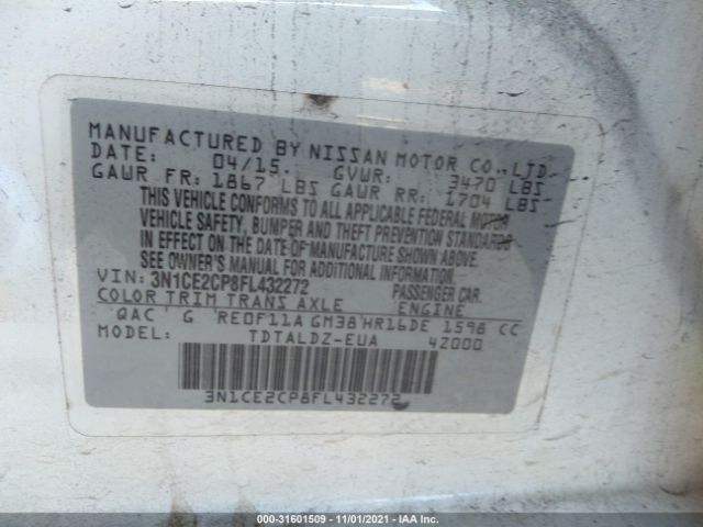 Photo 8 VIN: 3N1CE2CP8FL432272 - NISSAN VERSA NOTE 