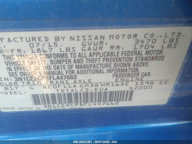 Photo 8 VIN: 3N1CE2CP8FL447662 - NISSAN VERSA NOTE 