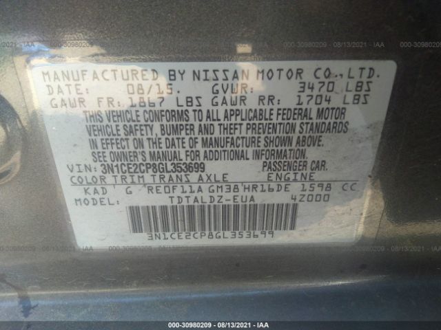 Photo 8 VIN: 3N1CE2CP8GL353699 - NISSAN VERSA NOTE 