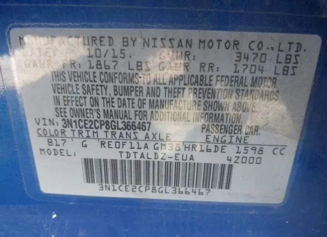 Photo 8 VIN: 3N1CE2CP8GL366467 - NISSAN VERSA NOTE 