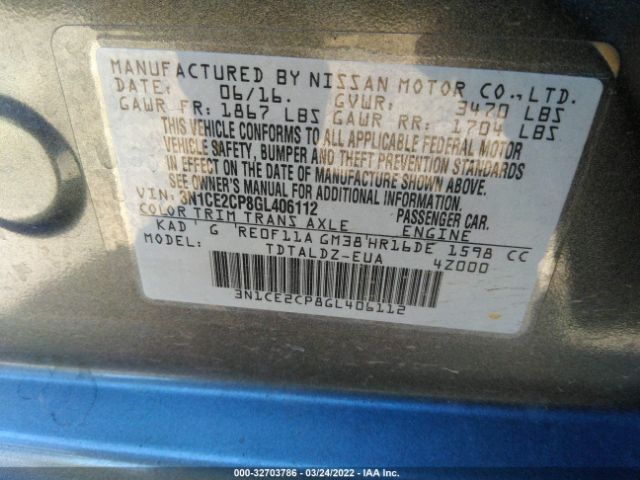 Photo 8 VIN: 3N1CE2CP8GL406112 - NISSAN VERSA NOTE 