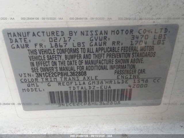 Photo 8 VIN: 3N1CE2CP8HL362808 - NISSAN VERSA NOTE 