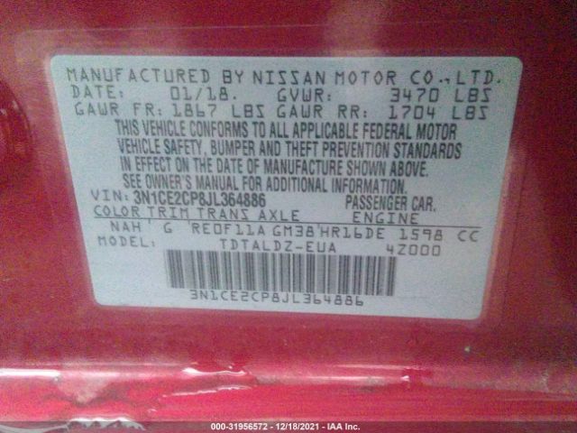 Photo 8 VIN: 3N1CE2CP8JL364886 - NISSAN VERSA NOTE 