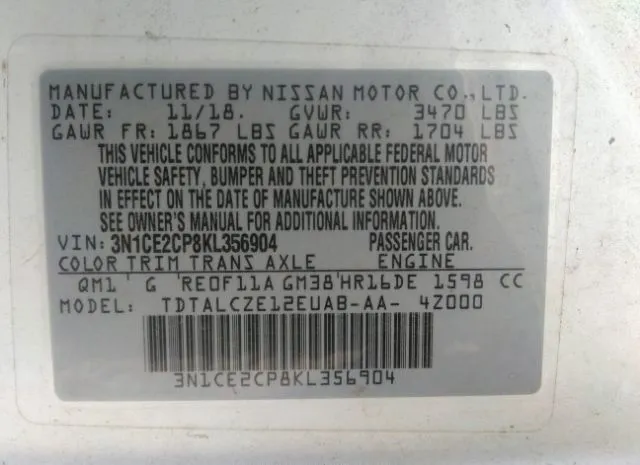 Photo 8 VIN: 3N1CE2CP8KL356904 - NISSAN VERSA NOTE 