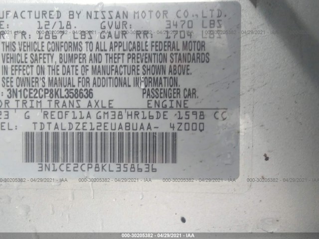 Photo 8 VIN: 3N1CE2CP8KL358636 - NISSAN VERSA NOTE 