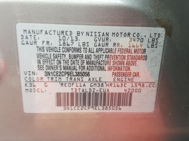 Photo 9 VIN: 3N1CE2CP9EL385056 - NISSAN VERSA NOTE 