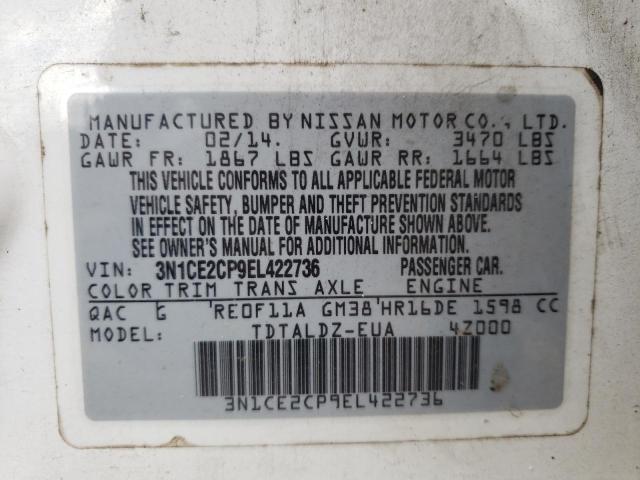 Photo 9 VIN: 3N1CE2CP9EL422736 - NISSAN VERSA NOTE 