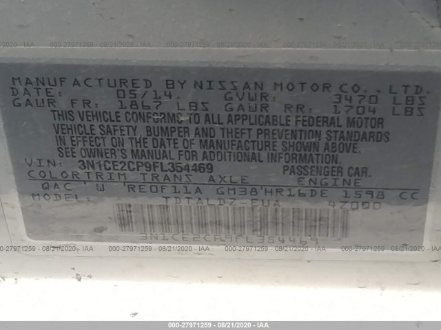 Photo 8 VIN: 3N1CE2CP9FL354469 - NISSAN VERSA NOTE 