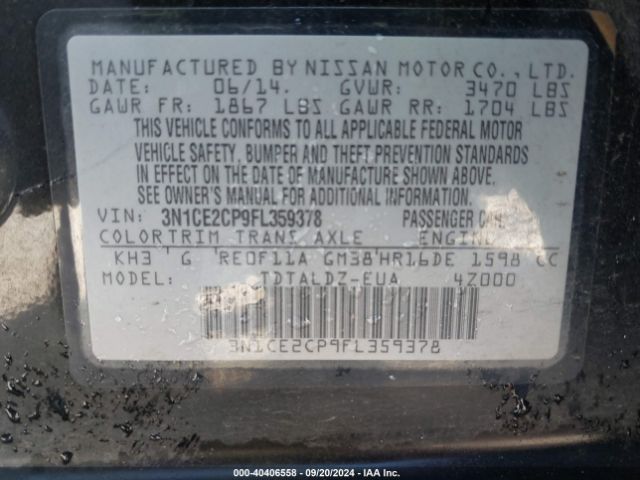 Photo 8 VIN: 3N1CE2CP9FL359378 - NISSAN VERSA NOTE 