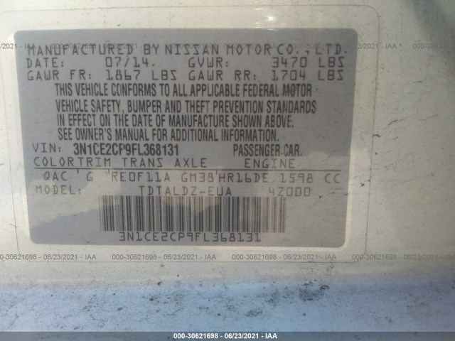 Photo 8 VIN: 3N1CE2CP9FL368131 - NISSAN VERSA NOTE 